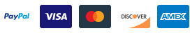Payment methods accepted - PayPal, Visa, MasterCard, Discover, Amex